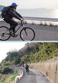 瀬戸内海の景色を眺めながらサイクリング